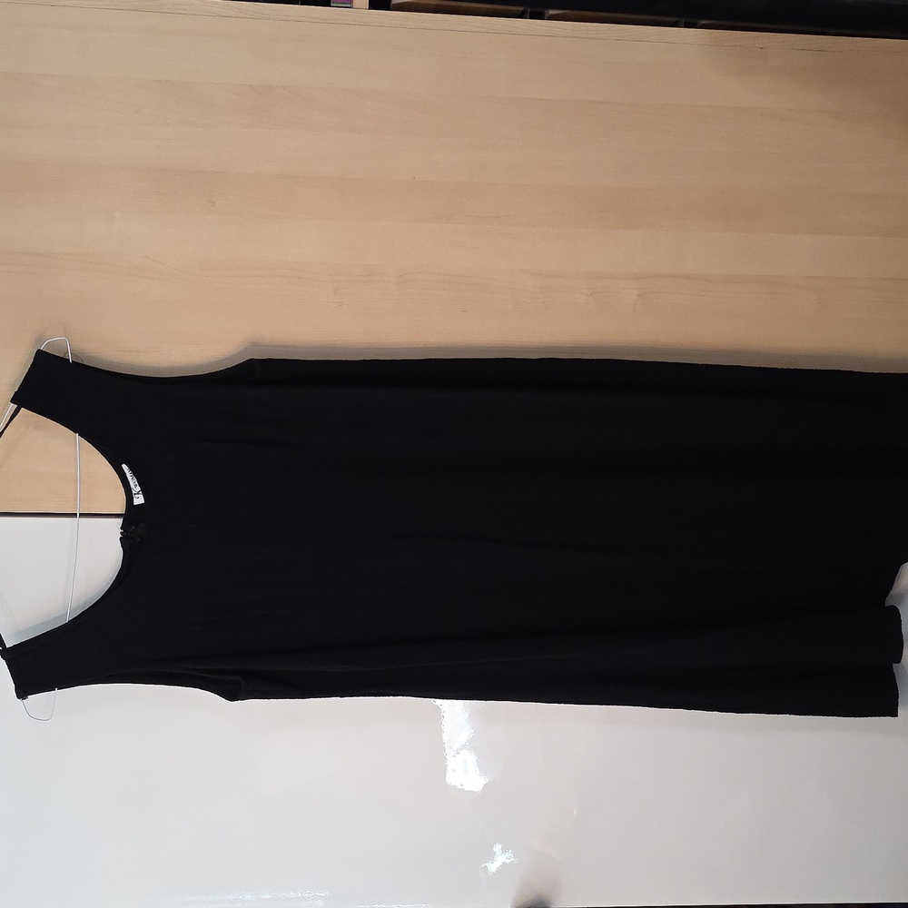 K Woman Knit Dress Black 18W - Gently Preloved Tank Style Zip-Up